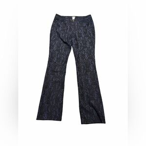 ✨🖤 Cache Floral Jacquard Bootcut Pants Size 8 Stretch Dressy Black Blue 🖤✨
